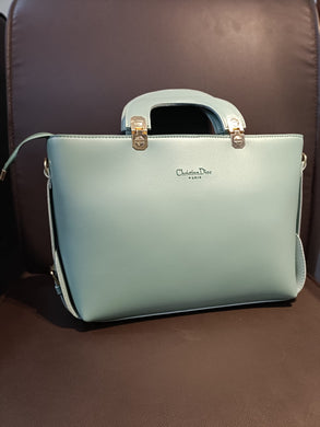 Luxury Pastel Green Handbag – Elegant Faux Leather Tote with Gold Accents